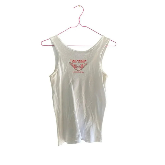 Harley Davidson White "USA" Americana Star Ribbed Tank Top Size Small - Picture 3 of 5
